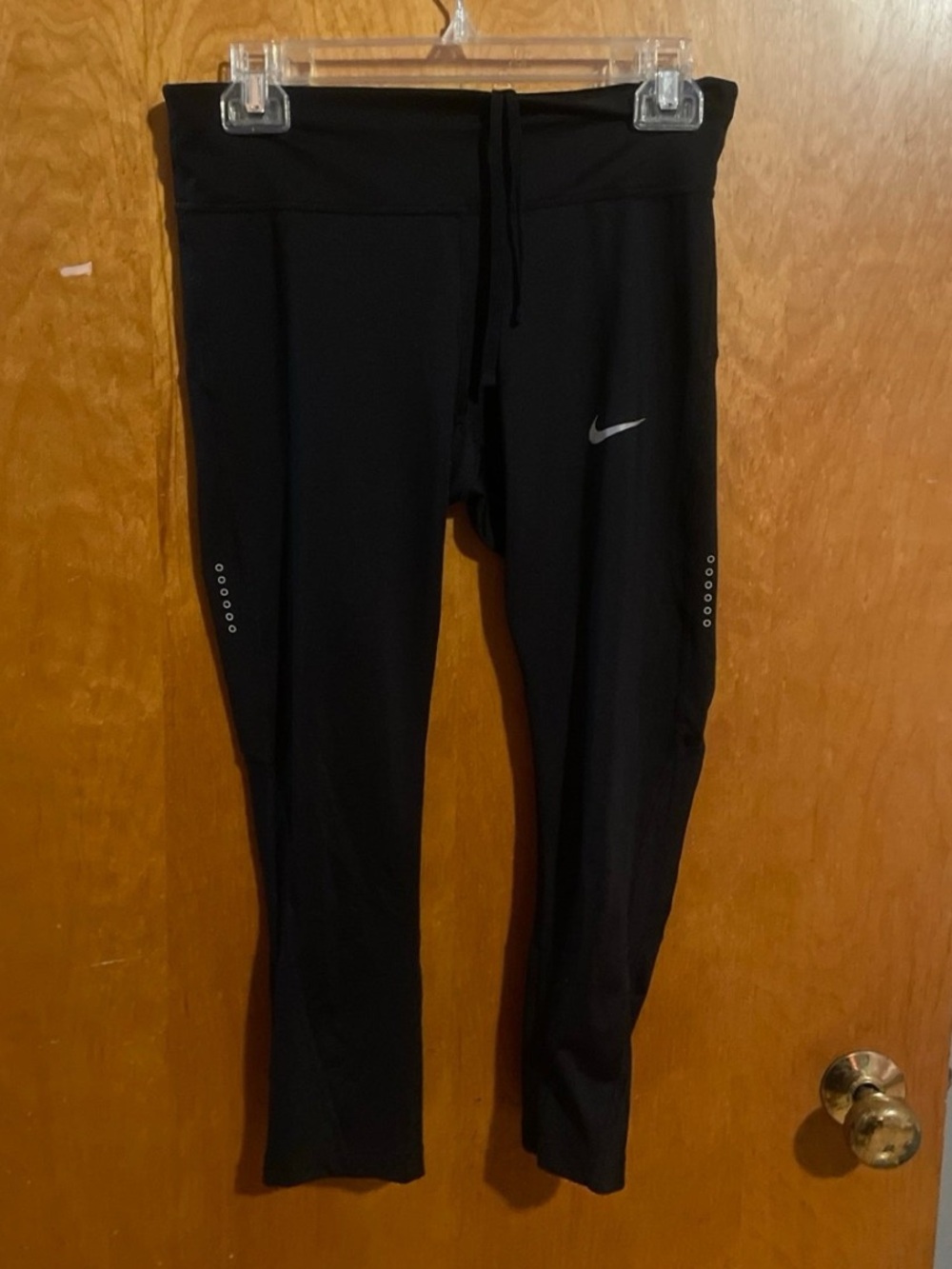 Nike Black Capri Leggings with Reflective Swoosh